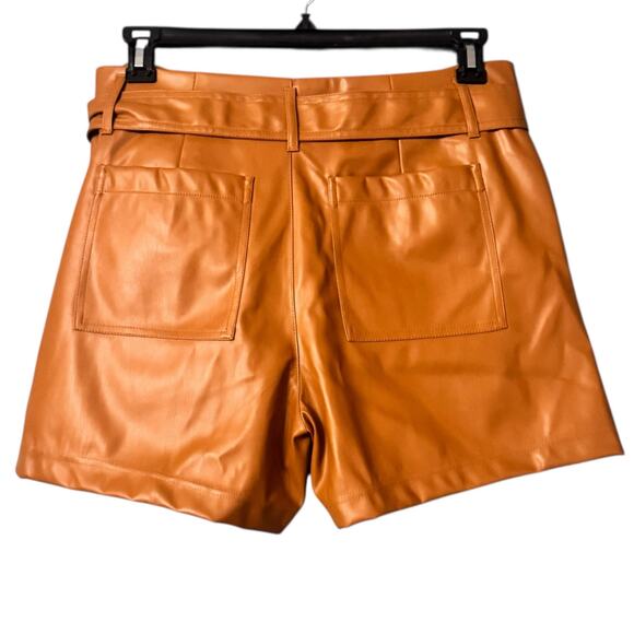 97. NEW W/Tag Brown Belted Faux Leather Shorts Size 12 - Picture 3 of 6